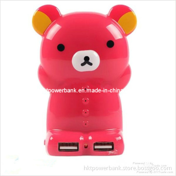 Cute Bear 5600mAh Cartoon Power Bank with 2 USB Output Ports